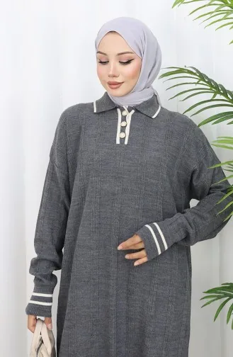 Robe Boutonnée à Col Polo En Maille 1135-03 Anthracite 1135-03