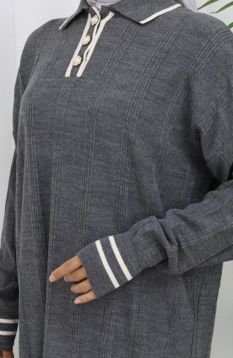 Strickkleid Mit Polokragen Und Knöpfen 1135-03 Anthrazit 1135-03