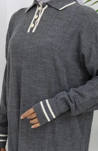 Robe Boutonnée à Col Polo En Maille 1135-03 Anthracite 1135-03