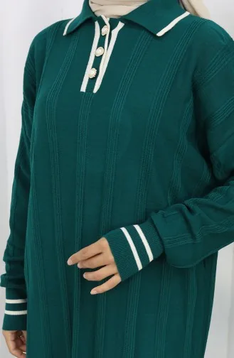 فستان بولو محبوك بأزرار 1135-04 بترولي 1135-04