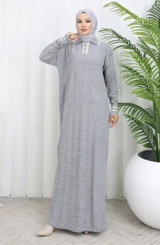 Knitwear Polo Collar Buttoned Dress 1135-05 Gray 1135-05