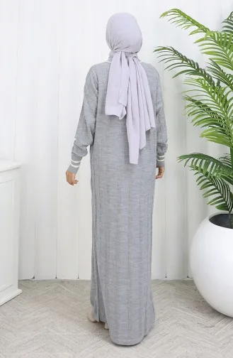 Knitwear Polo Collar Buttoned Dress 1135-05 Gray 1135-05