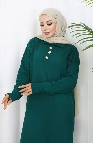 Knitwear Polo Collar Button Dress 1141-01 Petrol 1141-01