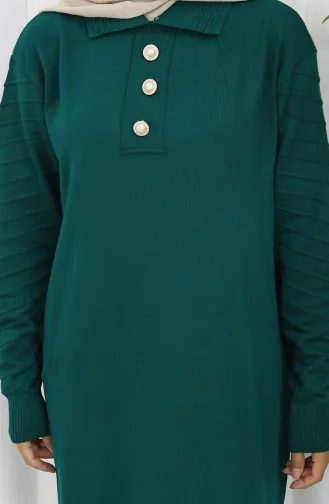 Knitwear Polo Collar Button Dress 1141-01 Petrol 1141-01