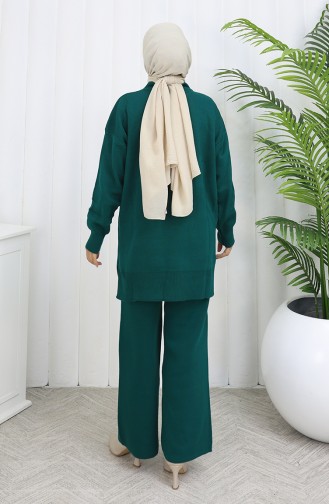 Strickmode Blumen Detail Tunika Hose Zweiteiler 1037-03 Petrol 1037-03