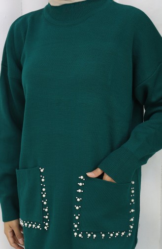 Ensemble Deux Pièces En Tricot Tunique Et Pantalon à Perles 1070-03 Pétrole 1070-03