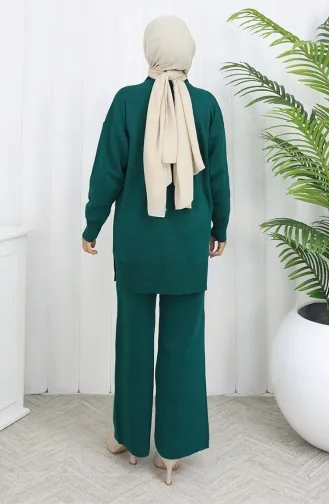 Knitwear Pocket Pearled Tunic Trousers Two Piece Suit 1070-03 Petrol 1070-03