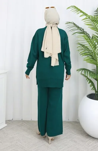 Strickmode Geblümte Tunika Hose Zweiteiler 1077-07 Petrol 1077-07