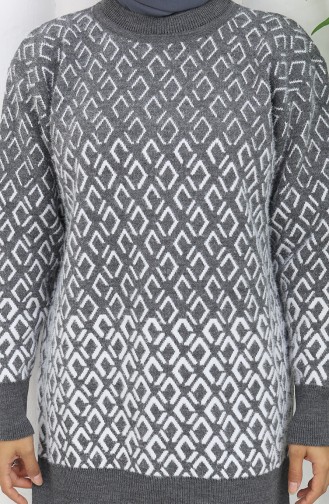 Triko Desenli Tunik Pantolon İkili Takım 1085-02 Gri