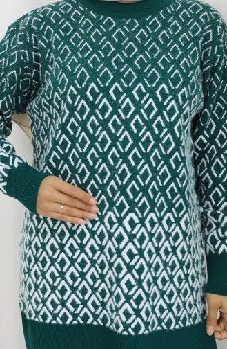 Triko Desenli Tunik Pantolon İkili Takım 1085-04 Petrol