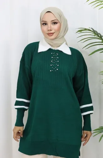 سترة محبوكة بأكمام منفوخة وياقة 3007-06 بترولي 3007-06