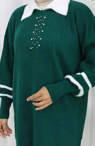 سترة محبوكة بأكمام منفوخة وياقة 3007-06 بترولي 3007-06