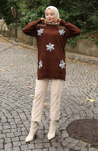 Strick Tunika Mit Garn 3010-11 Braun 3010-11