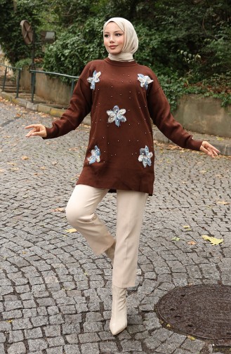 Tunique Garnie En Tricot 3010-11 Marron 3010-11