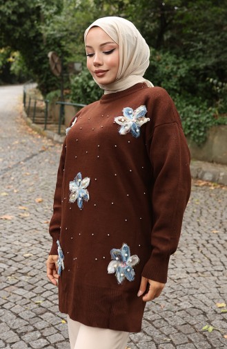 Tunique Garnie En Tricot 3010-11 Marron 3010-11