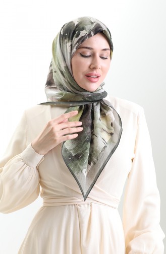 وشاح كاراكا من الألياف الطبيعية المنقوشة 82016-01 كاكي أخضر 82016-01