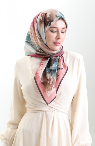 Karaca Patterned Natural Fiber Scarf 82016-02 Damson Pink 82016-02