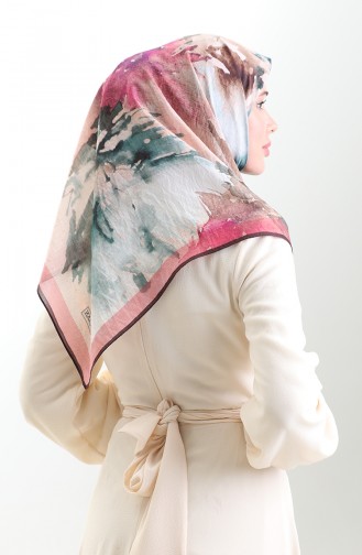 Karaca Patterned Natural Fiber Scarf 82016-02 Damson Pink 82016-02