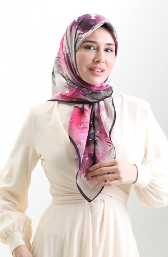 وشاح كاراكا المنقوش من الألياف الطبيعية 82016-03 أسود سكري وردي 82016-03