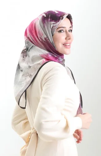 Karaca Patroon Sjaal Van Natuurlijke Vezels 82016-03 Zwart Suikerroze 82016-03