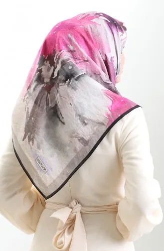 Karaca Patroon Sjaal Van Natuurlijke Vezels 82016-03 Zwart Suikerroze 82016-03