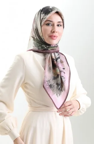 Karaca Patroon Sjaal Van Natuurlijke Vezels 82016-05 Bruin Roze 82016-05