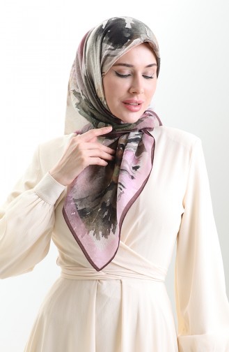 Karaca Patterned Natural Fiber Scarf 82016-05 Brown Pink 82016-05