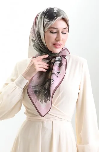 Karaca Patroon Sjaal Van Natuurlijke Vezels 82016-05 Bruin Roze 82016-05