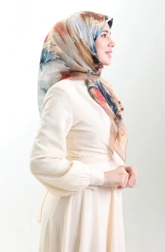 Écharpe En Fibres Naturelles à Motifs Karaca 82016-06 Café Au Lait Doré 82016-06