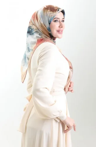 Écharpe En Fibres Naturelles à Motifs Karaca 82016-06 Café Au Lait Doré 82016-06