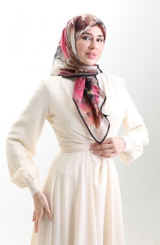 وشاح كاراكا من الألياف الطبيعية المنقوشة 82016-07 أسود فوشيا 82016-07