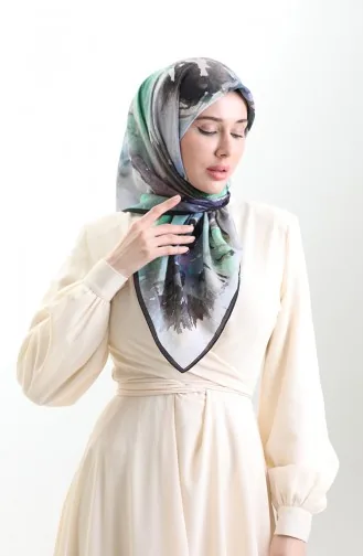 Karaca Desenli Doğal Elyaf Eşarp 82016-08 Siyah Gri