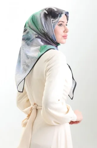 Karaca Desenli Doğal Elyaf Eşarp 82016-08 Siyah Gri