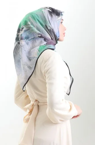 Karaca Desenli Doğal Elyaf Eşarp 82016-08 Siyah Gri