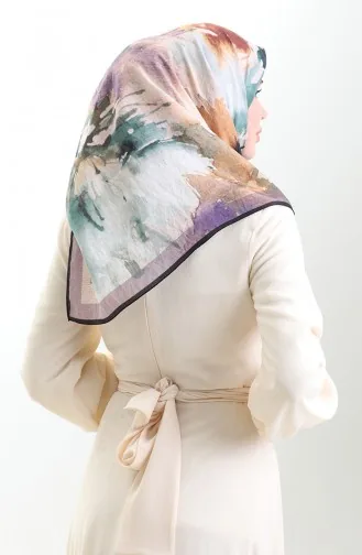 Karaca Desenli Doğal Elyaf Eşarp 82016-10 Mor Lila