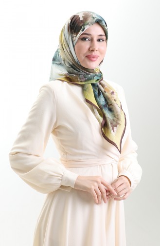 وشاح كاراجا من الألياف الطبيعية المنقوشة 82016-11 بني مرير أخضر 82016-11