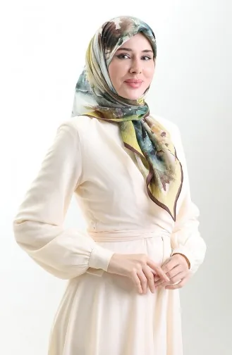 Karaca Patroon Sjaal Van Natuurlijke Vezels 82016-11 Bitterbruingroen 82016-11