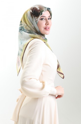 وشاح كاراجا من الألياف الطبيعية المنقوشة 82016-11 بني مرير أخضر 82016-11