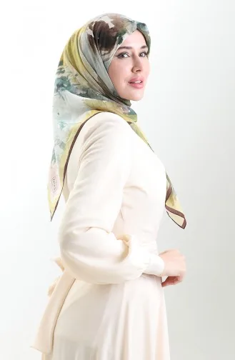 Karaca Patroon Sjaal Van Natuurlijke Vezels 82016-11 Bitterbruingroen 82016-11