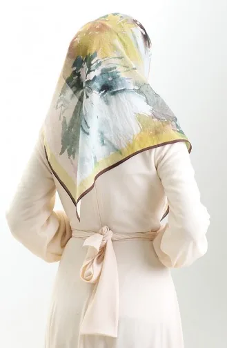 Karaca Patroon Sjaal Van Natuurlijke Vezels 82016-11 Bitterbruingroen 82016-11