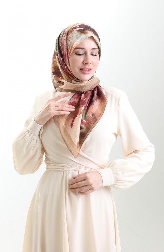 وشاح كاراجا من الألياف الطبيعية المنقوشة 82016-13 بني وأخضر 82016-13