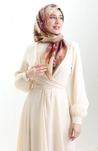 Karaca Patroon Sjaal Van Natuurlijke Vezels 82016-13 Bruingroen 82016-13