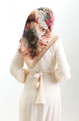 Karaca Patroon Sjaal Van Natuurlijke Vezels 82016-13 Bruingroen 82016-13