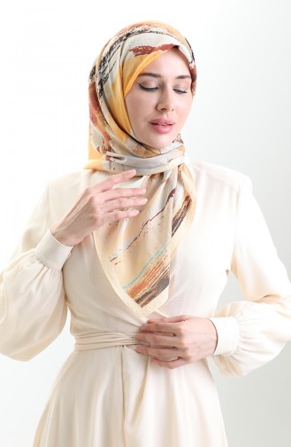وشاح كاراجا من الألياف الطبيعية المنقوشة 82019-02 أصفر بني 82019-02