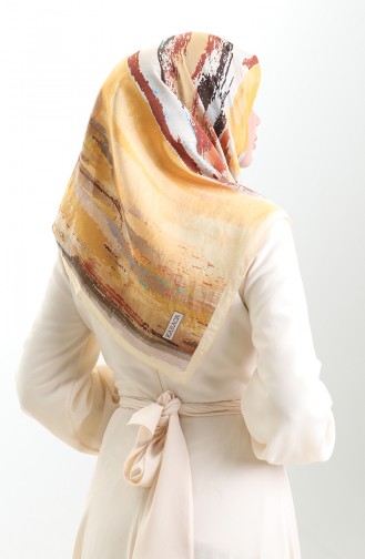 وشاح كاراجا من الألياف الطبيعية المنقوشة 82019-02 أصفر بني 82019-02