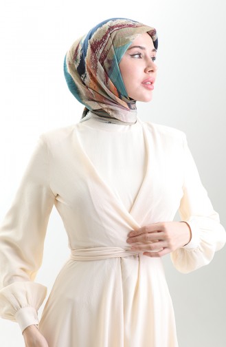 وشاح كاراكا المنقوش من الألياف الطبيعية 82019-04 من رغوة العسل باللون الأزرق الداكن 82019-04