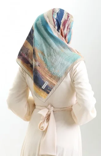 Écharpe En Fibres Naturelles à Motifs Karaca 82019-04 Honey Foam Bleu Marine 82019-04