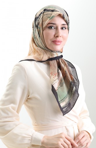 وشاح كاراكا من الألياف الطبيعية المنقوشة 82019-07 أسود بني 82019-07