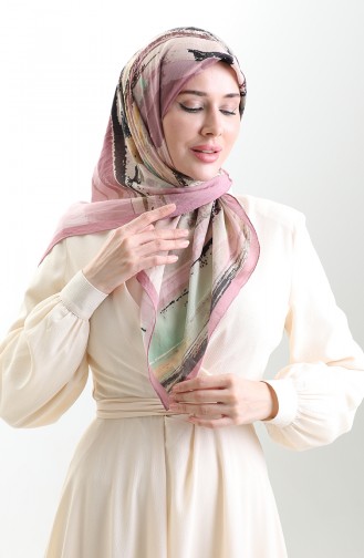 وشاح كاراجا من الألياف الطبيعية المنقوشة 82019-09 ورد مجفف بودرة 82019-09