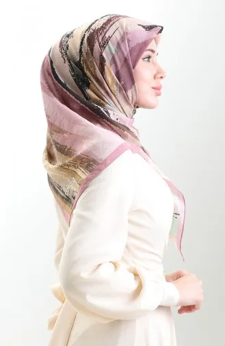 Karaca Patroon Sjaal Van Natuurlijke Vezels 82019-09 Poederroze Gedroogd 82019-09